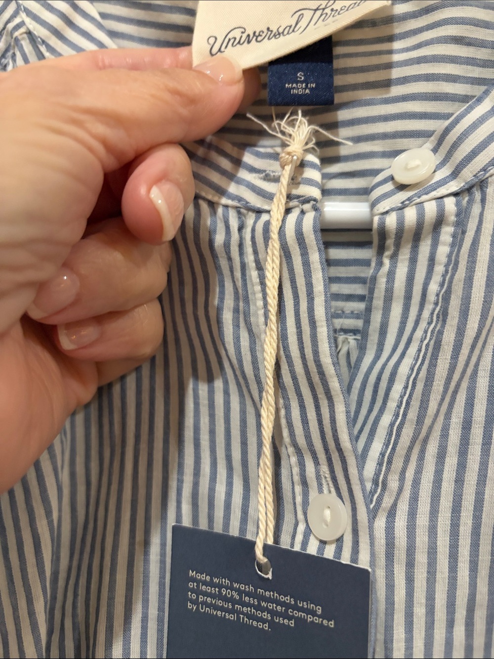 Universal Thread Blue & White Striped Button and belted Dress, Small,NWT - Picture 3 of 5